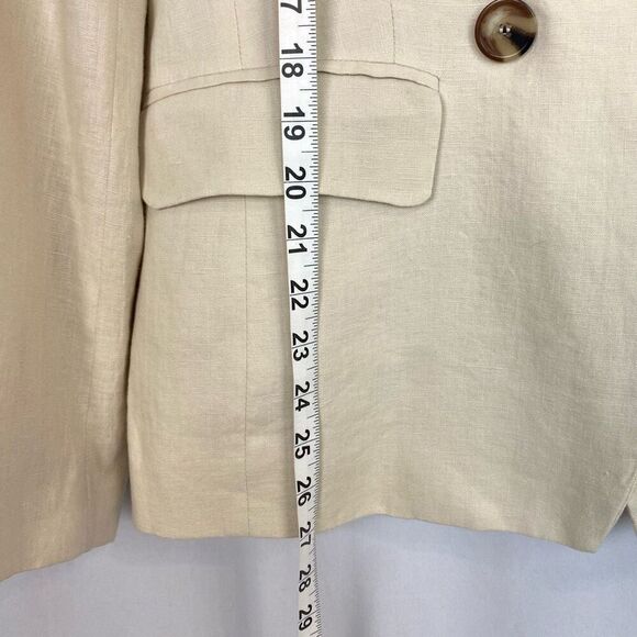Magaschoni Linen Blend Double Breasted Blazer Jacket Cream Ivory Women L Career - Picture 4 of 13